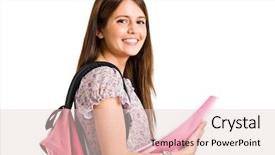  Presentation with senior high school - Presentation design featuring senior high school - portrait of a beautiful smiling background and a lemonade colored foreground