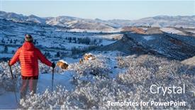  Presentation with rocky mountains - Presentation enhanced with senior-hiker-in-winter-scenery background and a gray colored foreground