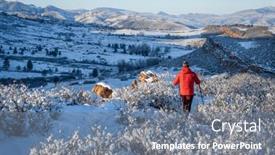  Presentation with rocky mountains - Slide set consisting of senior-hiker-in-winter-scenery background and a gray colored foreground