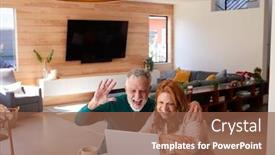  Presentation with chat - Slides consisting of senior-hispanic-couple-at-home background and a tawny brown colored foreground