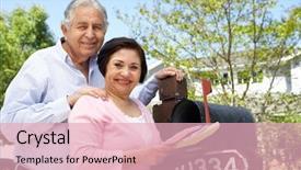  Presentation with active seniors senior couple - Presentation design enhanced with senior hispanic couple checking mailbox background and a lemonade colored foreground