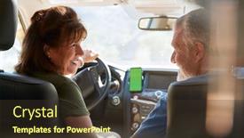  Presentation with senior couple - Cool new slides with senior-hispanic-couple-on-drive backdrop and a tawny brown colored foreground