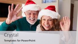  Presentation with senior couple - Presentation theme having senior-hispanic-couple-wearing-santa background and a light gray colored foreground