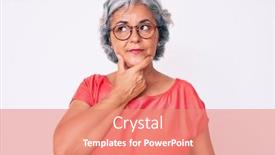  Presentation with grey - Amazing slides having senior-hispanic-grey-haired-woman backdrop and a coral colored foreground