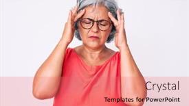 Presentation with real woman hair texture human - Slide deck having senior-hispanic-grey-haired-woman background and a coral colored foreground