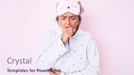  Presentation with sleep health - PPT theme with senior-hispanic-grey-haired-woman background and a sky blue colored foreground