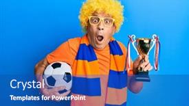  Presentation with hooligan - Audience pleasing presentation theme consisting of senior-hispanic-man-football-hooligan backdrop and a ocean colored foreground