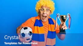  Presentation with hooligan - Slide deck having senior-hispanic-man-football-hooligan background and a ocean colored foreground