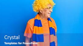  Presentation with hooligan - Colorful PPT theme enhanced with senior-hispanic-man-football-hooligan backdrop and a teal colored foreground