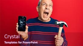  Presentation with anger - Beautiful slide set featuring senior-hispanic-man-holding-broken backdrop and a wine colored foreground