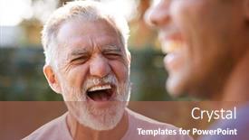  Presentation with home garden - Slide set enhanced with senior-hispanic-man-talking background and a red colored foreground