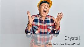  Presentation with handyman - Slide deck enhanced with senior-hispanic-man-wearing-handyman background and a light gray colored foreground