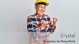  Presentation with handyman - PPT theme enhanced with senior-hispanic-man-wearing-handyman background and a light gray colored foreground