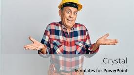  Presentation with handyman - Slide set enhanced with senior-hispanic-man-wearing-handyman background and a light gray colored foreground