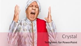  Presentation with saree - Slide deck enhanced with senior-hispanic-man-wearing-tradition background and a coral colored foreground