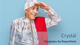  Presentation with saree - Presentation design with senior-hispanic-man-wearing-tradition background and a light blue colored foreground
