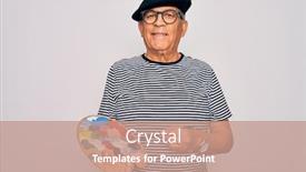  Presentation with artist - Beautiful PPT theme featuring senior-hoary-artist-man-wearing backdrop and a coral colored foreground