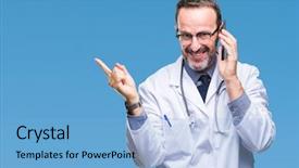  Presentation with age related disorders - Beautiful presentation theme featuring senior hoary doctor man talk backdrop and a light blue colored foreground