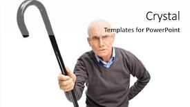  Presentation with black senior citizen - Presentation design consisting of senior holding a black cane background and a white colored foreground