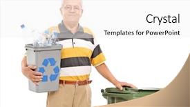  Presentation with recycle - PPT layouts featuring senior holding recycle bin background and a white colored foreground