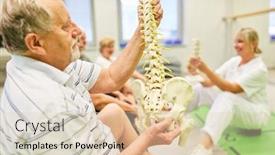  Presentation with spine - Slide deck with senior-holds-spine-model background and a lemonade colored foreground