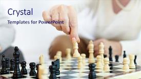  Presentation with chess - PPT theme with portrait of senior human hand background and a sky blue colored foreground