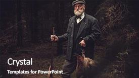  Presentation with hunting double barrel vintage shotgun - Slides consisting of senior hunter with a shotgun background and a dark gray colored foreground