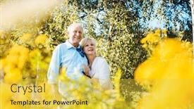  Presentation with flowery - Cool new theme with enjoying life on a flowery backdrop and a yellow colored foreground