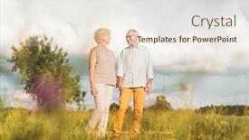  Presentation with hands holding - Presentation having senior-husband-and-wife-having background and a sky blue colored foreground