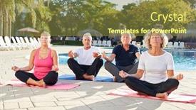  Presentation with senior spa - Audience pleasing theme consisting of senior-in-cross-legged-yoga backdrop and a tawny brown colored foreground