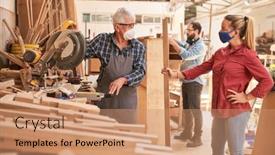  Presentation with apprentice - Audience pleasing slides consisting of senior-instructor-shows-carpenter-apprentice backdrop and a coral colored foreground