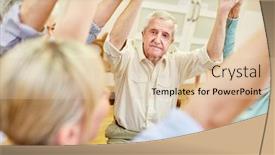  Presentation with exercise - Amazing PPT theme having senior-is-doing-exercise backdrop and a lemonade colored foreground
