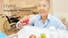  Presentation with healthy breakfast - Colorful theme enhanced with senior-is-looking-forward backdrop and a coral colored foreground