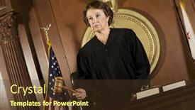  Presentation with courtroom - PPT theme consisting of senior-judge-standing-with-mallet background and a tawny brown colored foreground