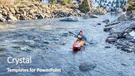  Presentation with arizona horseshoe bend colorado river - PPT theme enhanced with senior kayaker in a whitewater background and a teal colored foreground