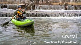  Presentation with spring water - PPT layouts having senior kayaker is paddling background and a gray colored foreground