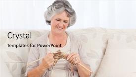  Presentation with knitting - Theme featuring senior knitting on her sofa background and a lemonade colored foreground