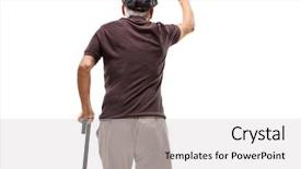  Presentation with vintage door nature - Cool new slide set with senior knocking on a door backdrop and a light gray colored foreground