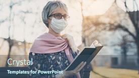  Presentation with face mask - Slides consisting of senior-lady-praying-with-face background and a ocean colored foreground