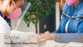  Presentation with manicure - Beautiful slide deck featuring senior-lady-wearing-a-mask backdrop and a soft green colored foreground