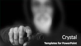  Presentation with latino - Cool new slides with senior latino with a pistol backdrop and a dark gray colored foreground