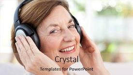  Presentation with free music - Presentation theme with senior listening to music background and a coral colored foreground
