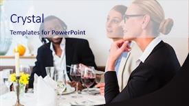  Presentation with team celebration - PPT layouts featuring senior luncheon - business lunch team meeting background and a  colored foreground