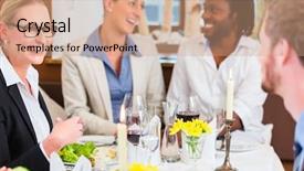  Presentation with business women - Amazing slide deck having senior luncheon - group of men and women backdrop and a  colored foreground