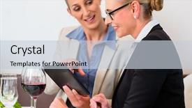  Presentation with turkish restaurant business plan - PPT layouts featuring senior luncheon - two business women discussing presentation background and a lemonade colored foreground