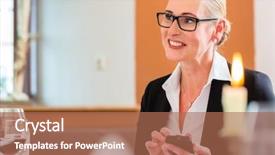  Presentation with restaurant business plan - Presentation theme consisting of senior luncheon - woman in restaurant on business background and a  colored foreground