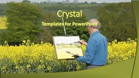  Presentation with rapeseed - PPT theme having senior male artist painting background and a tawny brown colored foreground
