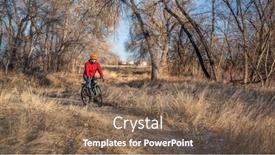  Presentation with winter river - PPT layouts enhanced with senior-male-biker-is-commuting background and a violet colored foreground