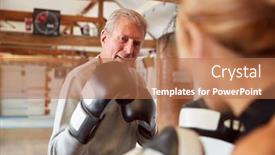  Presentation with coach - Theme having senior-male-boxer-sparring background and a coral colored foreground