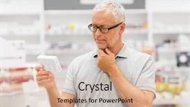  Presentation with drug pharmacy - Colorful slide set enhanced with senior male customer with drug backdrop and a soft green colored foreground